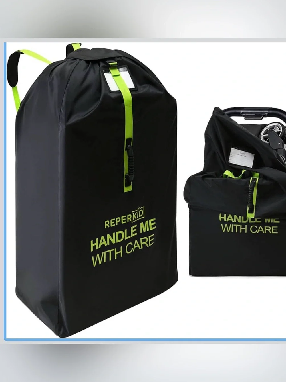 Large Stroller Bag for Airplane Travel, Black & Green, 47